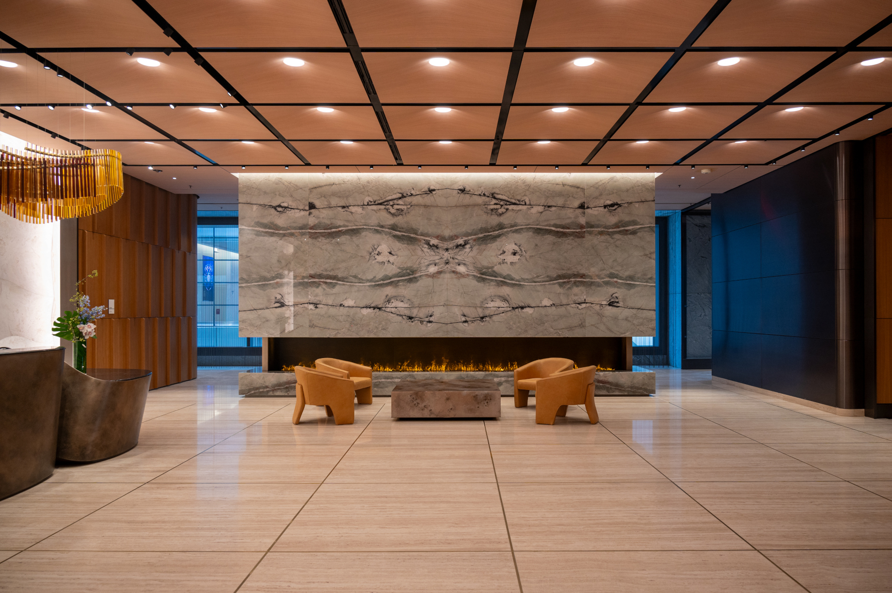 Wood fabric ceiling by Richter for the 50 Hudson Yards